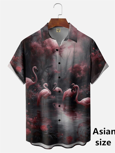 Flamingo marškiniai 3D spausdinti Vyriški Moteriški mada Havajų laisvalaikio paplūdimio marškiniai trumpomis rankovėmis Nauji su sagomis Palaidinė Kasdieniai vyriški drabužiai