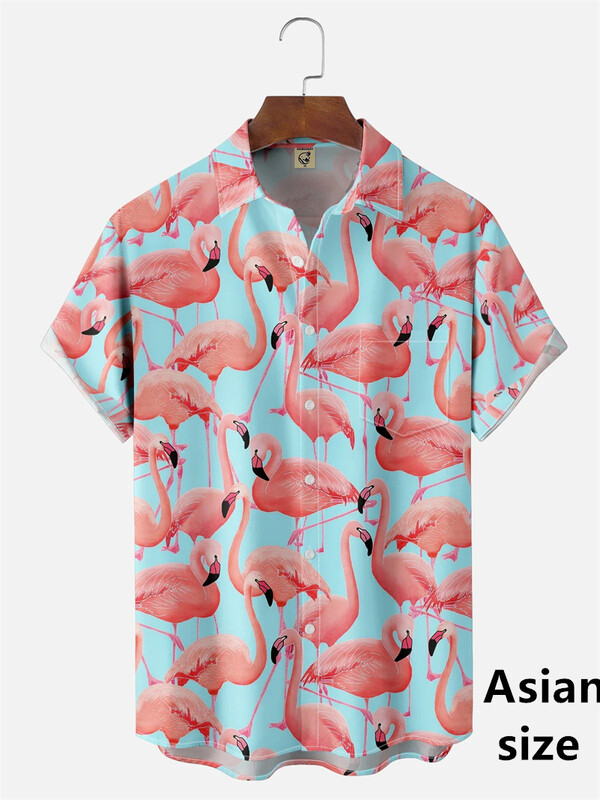 Flamingo marškiniai 3D spausdinti Vyriški Moteriški mada Havajų laisvalaikio paplūdimio marškiniai trumpomis rankovėmis Nauji su sagomis Palaidinė Kasdieniai vyriški drabužiai