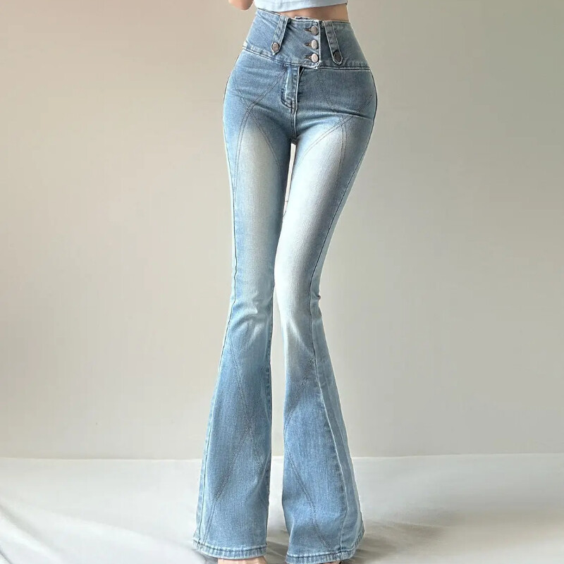 Lõuna-Korea püksid, kitsad, kitsad teksapüksid naistele, venivad naiste teksad, hulgimüük Xxl Vibrant Grunge Y2k