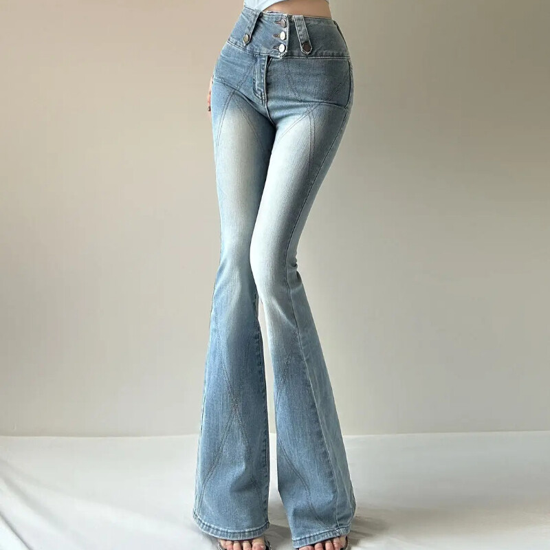 Lõuna-Korea püksid, kitsad, kitsad teksapüksid naistele, venivad naiste teksad, hulgimüük Xxl Vibrant Grunge Y2k