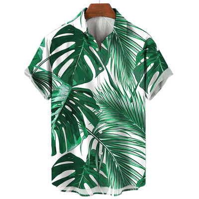 Uus Hawaiian Leafage särk meestele Maple Leaf Printiga vabaaja lühikeste varrukatega ülaosa Vintage Plus Size Suvine meeste särk Plant Camisas