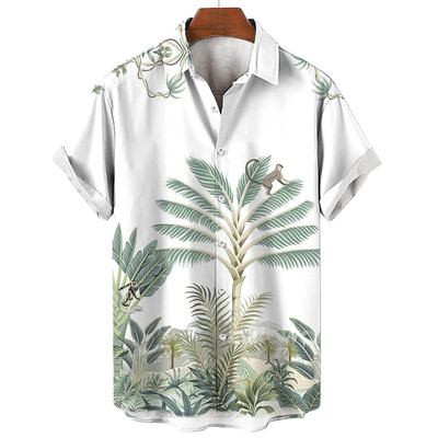 Nauji Hawaiian Leafage marškinėliai vyriški klevo lapais marginti laisvalaikio trumpomis rankovėmis vintažiniai plius dydžio vasariniai vyriški marškinėliai Plant Camisas