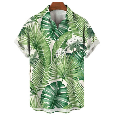 Nauji Hawaiian Leafage marškinėliai vyriški klevo lapais marginti laisvalaikio trumpomis rankovėmis vintažiniai plius dydžio vasariniai vyriški marškinėliai Plant Camisas