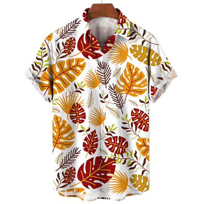 Nauji Hawaiian Leafage marškinėliai vyriški klevo lapais marginti laisvalaikio trumpomis rankovėmis vintažiniai plius dydžio vasariniai vyriški marškinėliai Plant Camisas