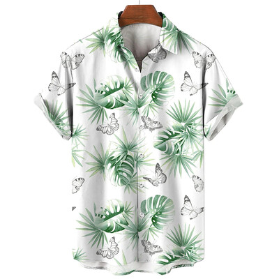 Nauji Hawaiian Leafage marškinėliai vyriški klevo lapais marginti laisvalaikio trumpomis rankovėmis vintažiniai plius dydžio vasariniai vyriški marškinėliai Plant Camisas