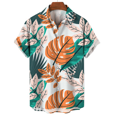 Nauji Hawaiian Leafage marškinėliai vyriški klevo lapais marginti laisvalaikio trumpomis rankovėmis vintažiniai plius dydžio vasariniai vyriški marškinėliai Plant Camisas