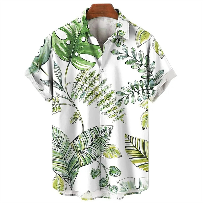 Nauji Hawaiian Leafage marškinėliai vyriški klevo lapais marginti laisvalaikio trumpomis rankovėmis vintažiniai plius dydžio vasariniai vyriški marškinėliai Plant Camisas