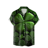 Uus Saint Patricku meeste särk 3D trükiga Roheline Shamrock Lapel Lühikeste varrukatega särgid Festival Unisex Button Up Särgid Naiste pluusid