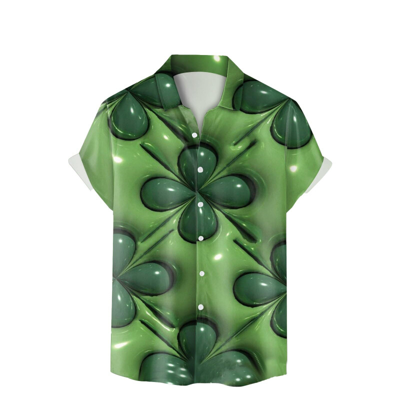 Uus Saint Patricku meeste särk 3D trükiga Roheline Shamrock Lapel Lühikeste varrukatega särgid Festival Unisex Button Up Särgid Naiste pluusid