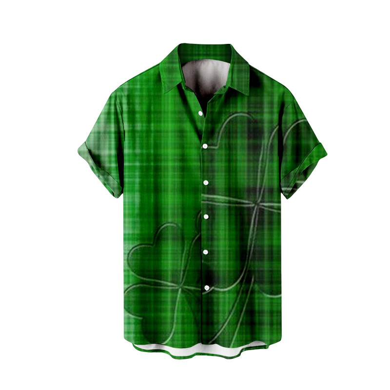 Uus Saint Patricku meeste särk 3D trükiga Roheline Shamrock Lapel Lühikeste varrukatega särgid Festival Unisex Button Up Särgid Naiste pluusid