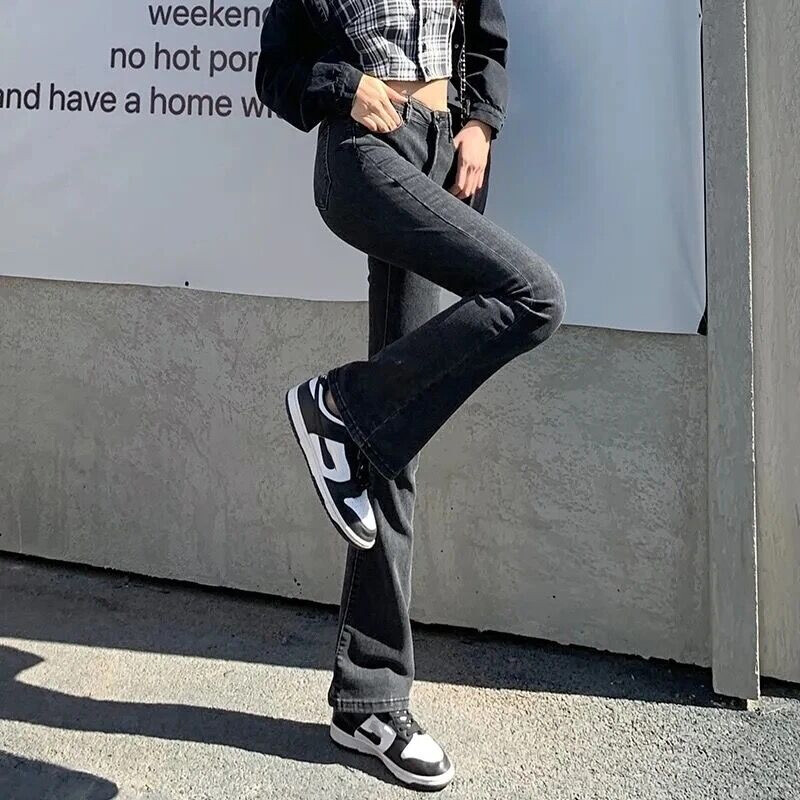 2024 Naine Kõrge vöökohaga vintage lainelised teksad Naiste elastsed püksid, püksid, tüdrukud, must pruun sügavsinine helesinised teksapüksid