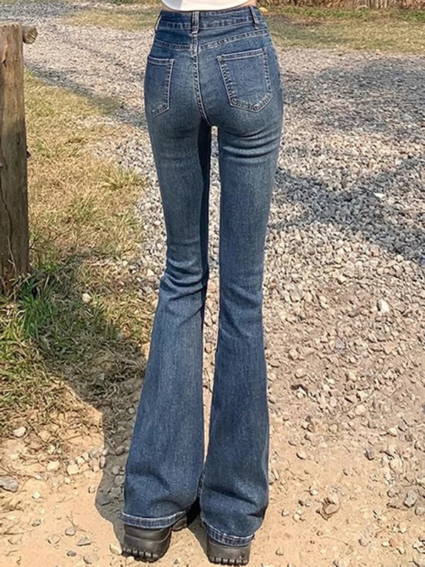 Moteriški džinsai aukštu juosmeniu senoviniai varpelio apatiniai Moteriškos plonos džinsinės kelnės Moteriškos giliai mėlynos šviesiai mėlynos juodos mėlynos pilkos kelnės