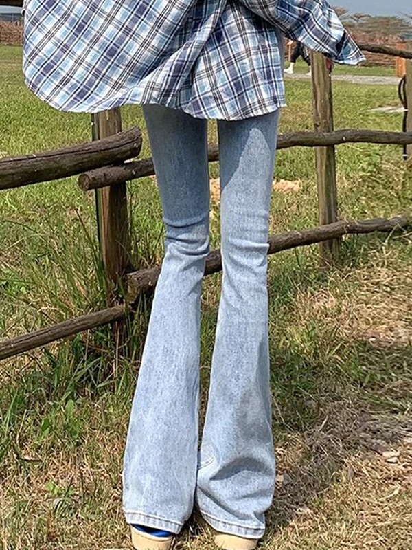 Moteriški džinsai aukštu juosmeniu senoviniai varpelio apatiniai Moteriškos plonos džinsinės kelnės Moteriškos giliai mėlynos šviesiai mėlynos juodos mėlynos pilkos kelnės