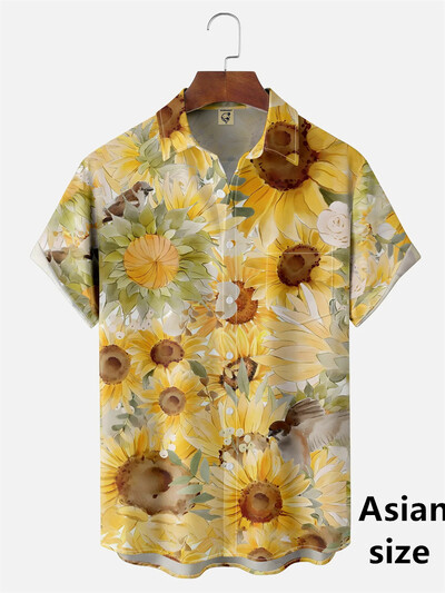 Havajske košulje sa šarenim cvjetnim grafikama za muškarce 3D ispisane cvjetne grafike Košulje za plažu Odmor Y2k Bluza s dugmadima kratkih rukava