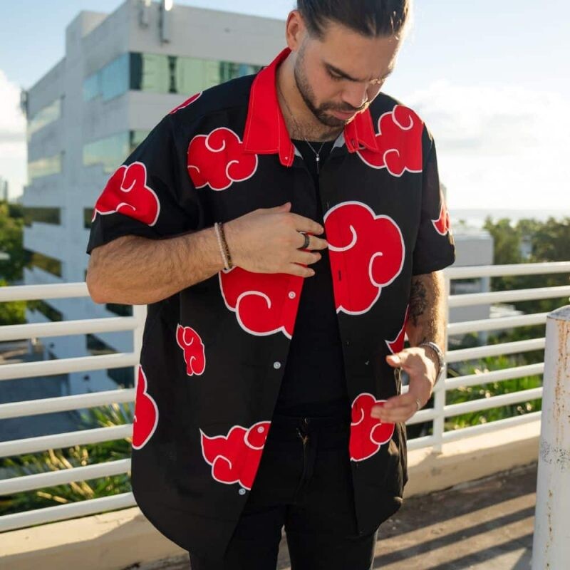 Akatsuki Button Up Hawaiian Shirt Meeste jaapani vabaajasärk, suvine riietus