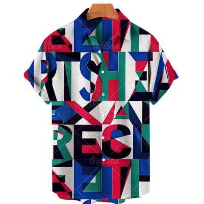 2024. aasta suvine meeste abstraktne maalitrükk Havai särgid, rannapuhkusepidu, lühikeste varrukatega