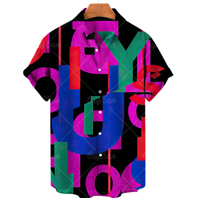 2024. aasta suvine meeste abstraktne maalitrükk Havai särgid, rannapuhkusepidu, lühikeste varrukatega