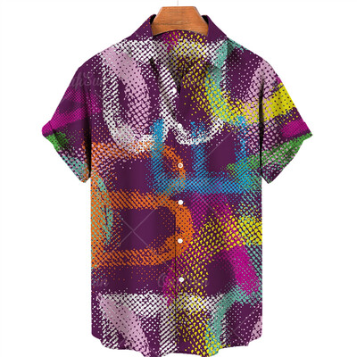 2024. aasta suvine meeste abstraktne maalitrükk Havai särgid, rannapuhkusepidu, lühikeste varrukatega