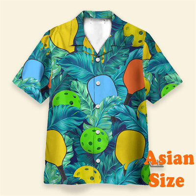 Sport Lover Pickleballi särk Unisex Hawaii vabaaja lilleprinteriga revääriga lühikeste varrukatega särgid 2025 välispordi multifilmi naljakas top