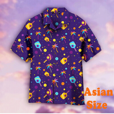 Sport Lover Pickleballi särk Unisex Hawaii vabaaja lilleprinteriga revääriga lühikeste varrukatega särgid 2025 välispordi multifilmi naljakas top