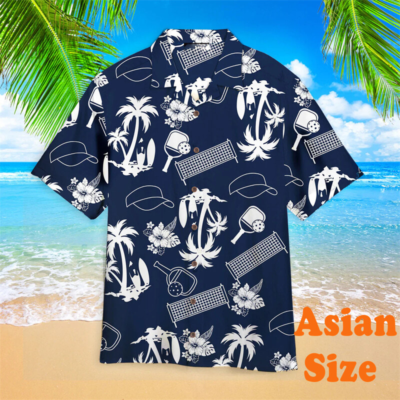 Sport Lover Pickleballi särk Unisex Hawaii vabaaja lilleprinteriga revääriga lühikeste varrukatega särgid 2025 välispordi multifilmi naljakas top