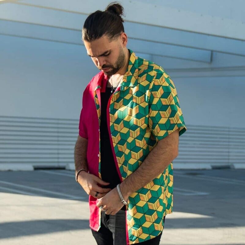 Meeste Jaapani vabaaja särk suveriided Giyu Tomioka Demon Slayer Button Up Hawaii särk