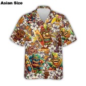 3d Tiki Print Hawaii särgid meestele Polüneesia Retro meeste särk Lahti vabaaja meeste riided 2025 Uus trend meeste lühikeste varrukatega särk
