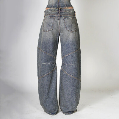 Vintage Ameerika stiilis sirged teksad naiste kõrge vöökohaga vabaaja vabad teksapüksid naistele mugavad laia säärega püksid