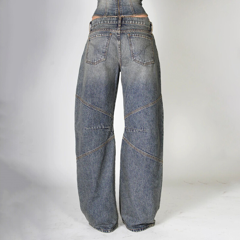 Vintage Ameerika stiilis sirged teksad naiste kõrge vöökohaga vabaaja vabad teksapüksid naistele mugavad laia säärega püksid