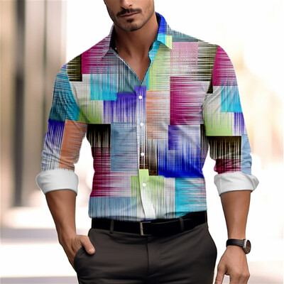 Meeste vabaaja triibulised ruudulised jooned on pehmed ja mugavad 2024. aasta kevadsuvine uus nööbimoe disain