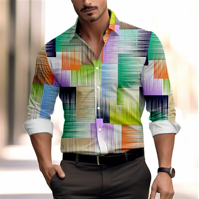 Meeste vabaaja triibulised ruudulised jooned on pehmed ja mugavad 2024. aasta kevadsuvine uus nööbimoe disain