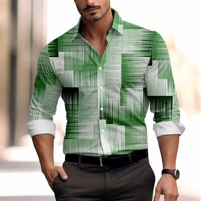 Meeste vabaaja triibulised ruudulised jooned on pehmed ja mugavad 2024. aasta kevadsuvine uus nööbimoe disain