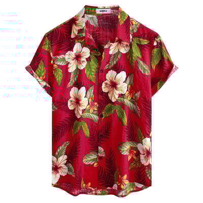 Meeste vabaaja Hawaii lillelised särgid 3D täistrükiga lühikeste varrukatega nööbiga Tropical rannasärgid meestele Camisa Manga Masculina