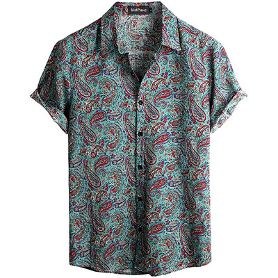 Meeste vabaaja Hawaii lillelised särgid 3D täistrükiga lühikeste varrukatega nööbiga Tropical rannasärgid meestele Camisa Manga Masculina