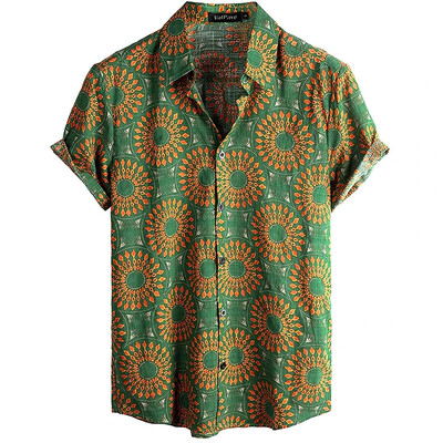 Meeste vabaaja Hawaii lillelised särgid 3D täistrükiga lühikeste varrukatega nööbiga Tropical rannasärgid meestele Camisa Manga Masculina