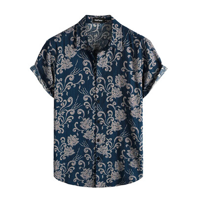 Meeste vabaaja Hawaii lillelised särgid 3D täistrükiga lühikeste varrukatega nööbiga Tropical rannasärgid meestele Camisa Manga Masculina