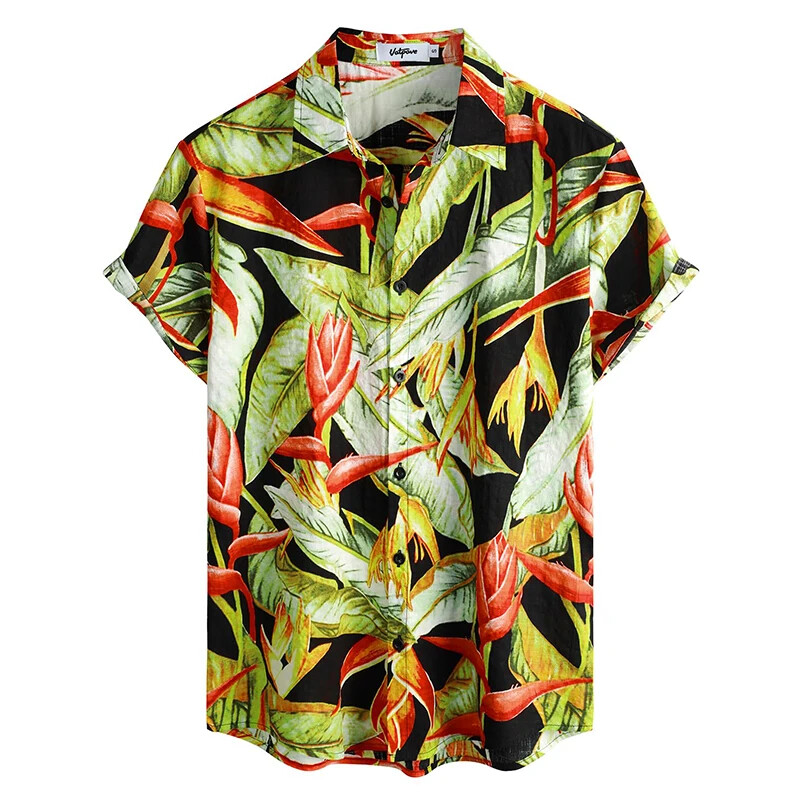 Meeste vabaaja Hawaii lillelised särgid 3D täistrükiga lühikeste varrukatega nööbiga Tropical rannasärgid meestele Camisa Manga Masculina