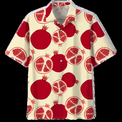 Sidrunimustriga Aloha särgid Meeste 3D-trükiga troopilised puuviljad Lühikeste varrukatega nööppluus Tänavarõivad Suure revääriga Hawaii särk