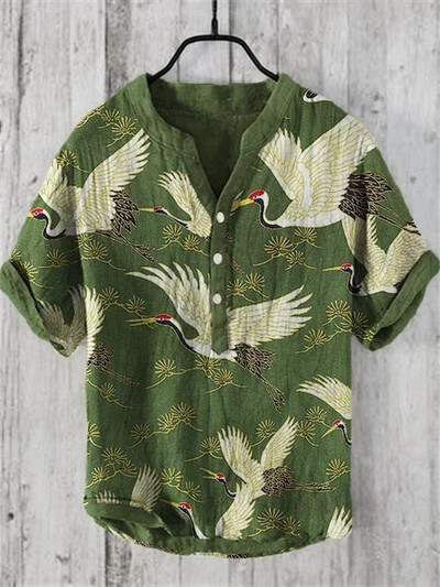 Meeste riided Suvine V-kaelusega Kunst 3D Prindiga Meeste lühikeste varrukatega T-särk Suvemood Urban T-särk Meeste V-kaelusega Henry Särgi Topid