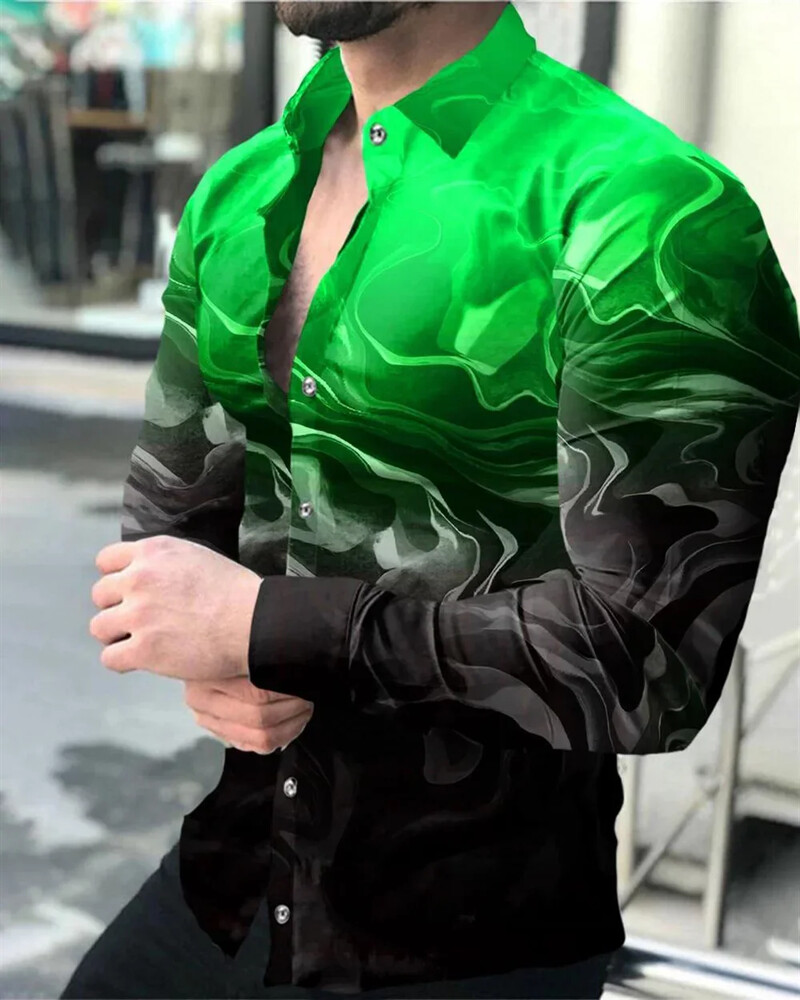 Vyriški laisvalaikio viršūnės prabangūs socialiniai vyriški marškiniai su atvartu marškiniai mėlyni geltonai marginti marškiniai ilgomis rankovėmis gatvės drabužiai