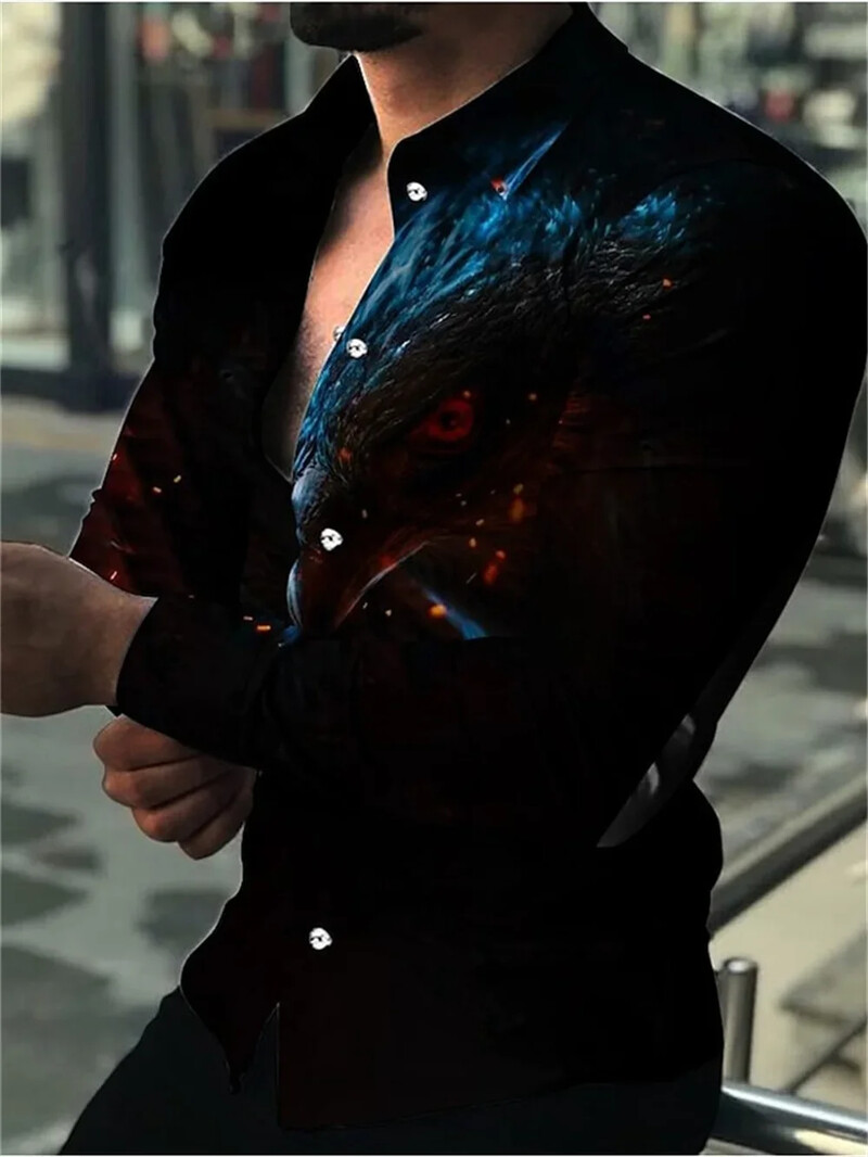 Vyriški laisvalaikio viršūnės prabangūs socialiniai vyriški marškiniai su atvartu marškiniai mėlyni geltonai marginti marškiniai ilgomis rankovėmis gatvės drabužiai