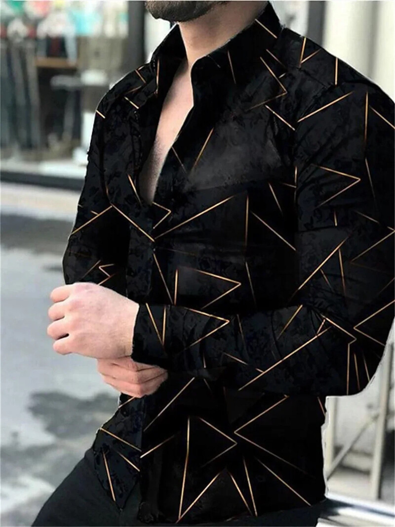 Vyriški laisvalaikio viršūnės prabangūs socialiniai vyriški marškiniai su atvartu marškiniai mėlyni geltonai marginti marškiniai ilgomis rankovėmis gatvės drabužiai