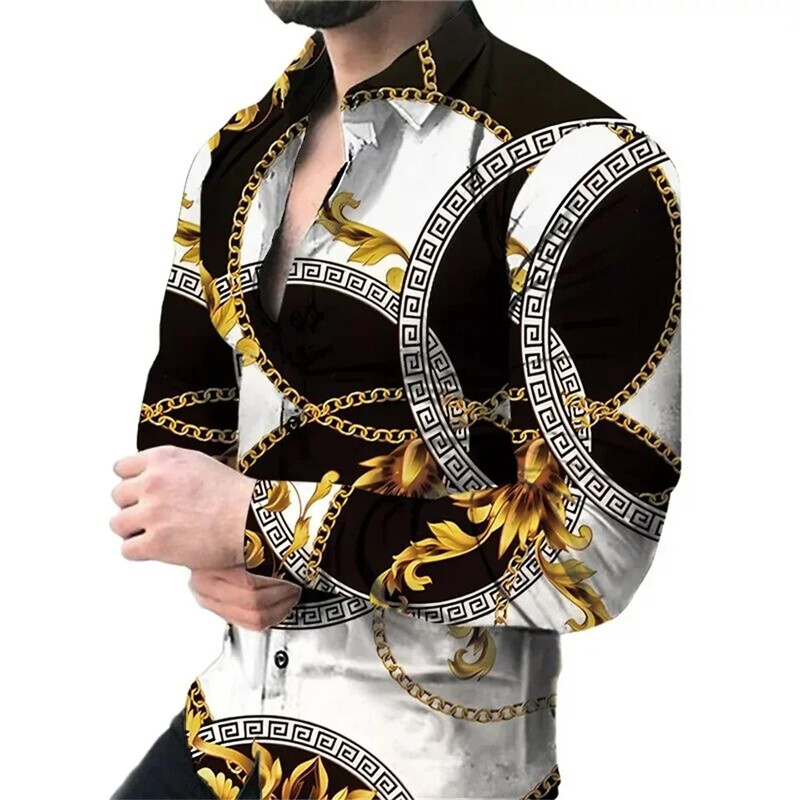 Vyriški laisvalaikio viršūnės prabangūs socialiniai vyriški marškiniai su atvartu marškiniai mėlyni geltonai marginti marškiniai ilgomis rankovėmis gatvės drabužiai