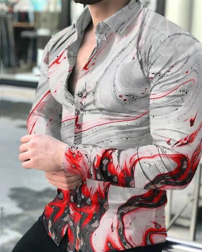 Moodne uus lumehelvestega 3D-printimine särk S-6XL2023 vabaaja pikkade varrukatega rev Cardigan Club Street Cool meeste topid suvesärgid