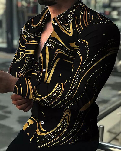 Moodne uus lumehelvestega 3D-printimine särk S-6XL2023 vabaaja pikkade varrukatega rev Cardigan Club Street Cool meeste topid suvesärgid