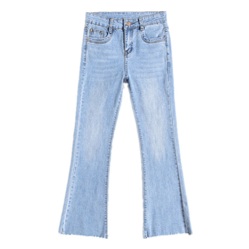 Flare Teksad Naiste Kevad sügis Kõrge vöökoht Mugavad kõik sobivad High Street Young Style Tutt õhukesed elastsed püksid 2024 Uus