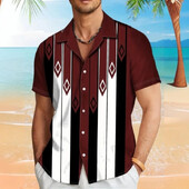 Dryžuoti vyriški marškiniai 3d marginti marškiniai trumpomis rankovėmis Vyriški Vasariniai laisvalaikio vyriški drabužiai Laisvi negabaritinių marškinėlių viršūnės 2024 m.