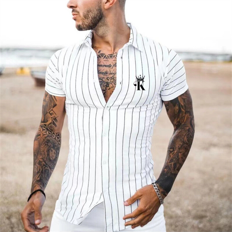 Meeste särgi prindiga revääriga suvine lühikeste varrukatega Hawaii lihtne uus stiil igapäevane puhkus hingav vabaaja ja mugav