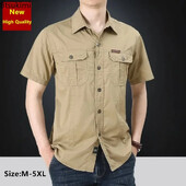 2025. gada vasaras karstā izpārdošana Vīriešu kokvilnas krekli ar īsām piedurknēm Modes brīvi elpojoši topi Augstas kvalitātes vīriešu darba kravas krekli Lielizmēra