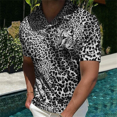 Luksuslik Leopard Polosärk Meestele Suvine 3D Prindiga Graafik Naiste Revääri nööb Lühikeste Varrukatega Hip Pop Golf T-särk Uued Meeste Riided